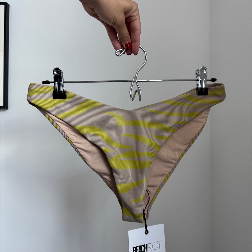 Beach Riot Beige and Yellow Zebra Print Vanessa Bikini Bottom